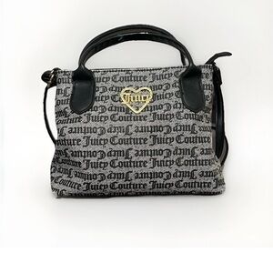 Juicy Couture Gray Black Printed Coated Canvas Crossbody Purse Handbag See Pics